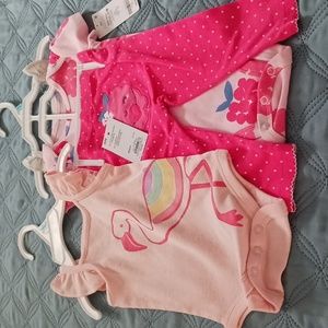 NWT Baby onsie by Jumping Bean and 3pc outfit BTW Carter's, size 6m.